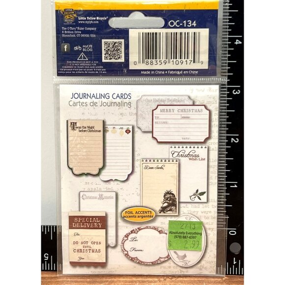 Little Yellow Bicycle Journaling Cards 10Pack With Foil Accents Christmas OC-134 - Picture 2 of 2